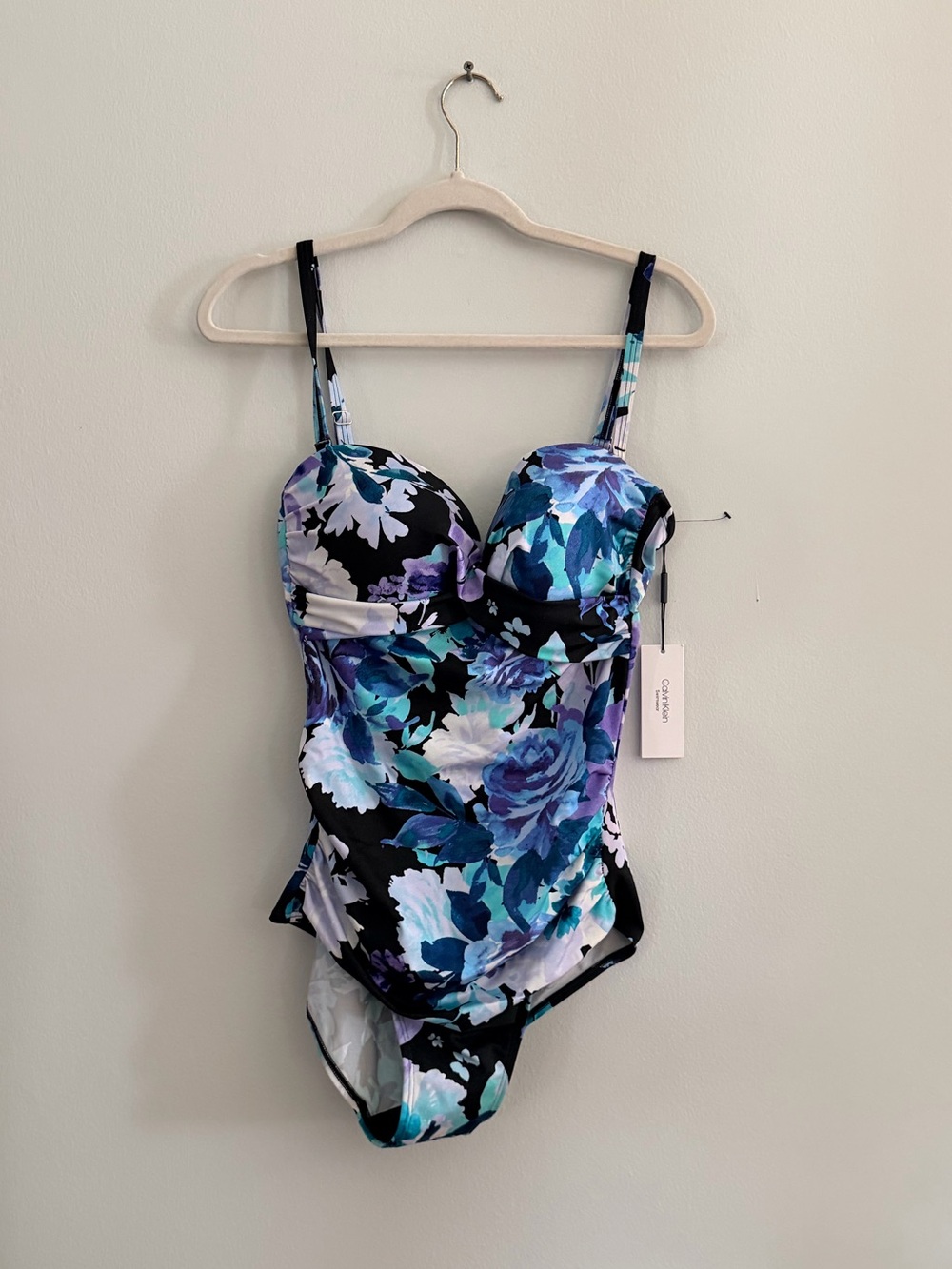 Calvin Klein Floral Print Convertible Straps One Piece Bathing Suit 12